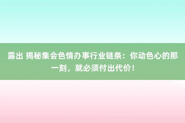 露出 揭秘集会色情办事行业链条：你动色心的那一刻，就必须付出代价！