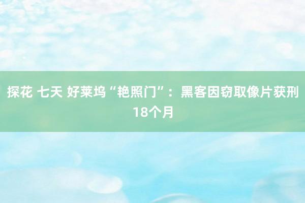 探花 七天 好莱坞“艳照门”：黑客因窃取像片获刑18个月